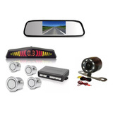 Retrovisor + Camera De Ré Infra Vermelho Sensor Cinza Prata