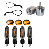 Retrovisor F800 + Kit 4 Pisca Led Fan 160 + Peso Pcx Cromado