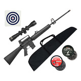 Rifle Fuzil 5.5mm M16 M4 + Mira Luneta 4x32 + Combo Disparos