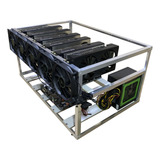 Rig De Mineração Profissional + 4fans + Botão Liga P/ 6 Gpus