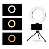 Ring Light 16cm/06 Polegadas+ Tripé De Mesa+ Suporte Celular