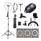Ring Light 26cm Com Tripé 2m Controle Bluetooth E Microfone