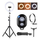 Ring Light 26cm Com Tripé De 2m E Controle Bluetooth Foto