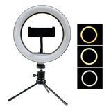 Ring Light 8 20cm Iluminação Profissional Led Selfie Tripé Cor Da Luz 3 Cores Cor Da Estrutura Preto Voltagem 110v/220v