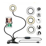 Ring Light De Mesa 2 Em 1 Com Suporte De Celular Garra