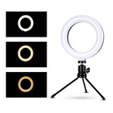 Ring Light De Mesa Iluminador De Led Tripé 6 Polegadas 16cm Cor Da Estrutura Preto Cor Da Luz Branco-quente 110v/220v