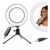 Ring Light De Mesa Iluminador De Led Tripé 6 Polegadas 16cm