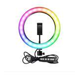 Ring Light Iluminador Led Mj26 25w Rgb 26cm Usb Suporte Cel