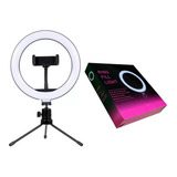 Ring Light Led 20cm Usb C/3 Luz De Cores E Tripé Mesa Lle8