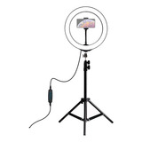 Ring Light Led 26cm Circular Iluminador Portátil 216cm Cor Da Estrutura Tripe Preto Voltagem Usb 12v
