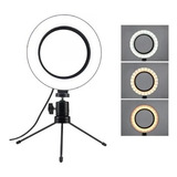 Ring Light Led Mesa Iluminador Pequena Tripé 6 Polegada 16cm Cor Da Estrutura Preto Cor Da Luz Quente/frio/neutro 110v/220v