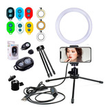 Ring Light Luz Led Iluminador Mesa Live Selfie Make 16cm Top