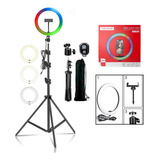 Ring Light Luz Rgb Colorida 26cm 10 Polegadas + Tripé 2.10m
