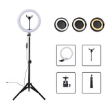 Ring Light Premium 26cm 10pol + Tripé 2m + Suporte Celular Cor Da Estrutura Preto Voltagem 110v/220v