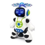 Robô Brinquedo Com Hélice Gira 360 Graus Dança/luz/som Promo