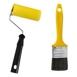 Rolinho Para Pintura 09cm E Trincha 2 Compel Rolo E Pincel