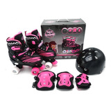 Roller Patins Infantil Feminino Quad 4 Rodas + Kit Proteção 