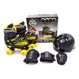 Roller Patins Infantil Quad 4 Rodas + Capacete Kit Proteção