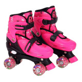 Roller Rosa Patins Infantil Classico 4 Rodas Quad Menina