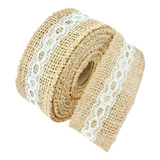 Rolo De Fita De Juta Com Renda Branca 4,5 Cm Peça Com 9,5m