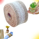 Rolo De Fita De Juta Com Renda Branca 6cmx 9,5m 100% Natural