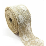 Rolo Fita De Juta C/renda Branca 8cmx9,5m Decoração Em Geral