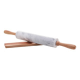 Rolo Massa Mármore Suporte Bambu Para Massa Pão Pizza 