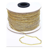 Rolo Strass Cristal Ss06 Dourado 100 Metros Promoção 