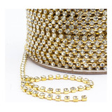 Rolo Strass Cristal Ss18 Dourado 50 Metros Melhor Preço 