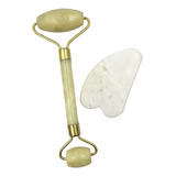 Rolos Rolinho Massageador Pedra Jade Rosto Facial Anti Rugas Cor Branco