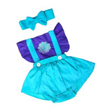 Romper Ariel Pequena Sereia Jardineira Body Bebe Menina Mesv