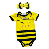 Romper Kit Body Bebê Menina + Laço Abelhinha Roupa