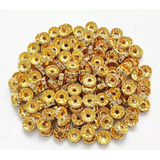 Rondelle Strass - Porta Guardanapo - Dourado - 8mm - 100pçs
