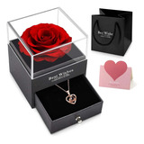 Rosa Eterna Preservada Com Colar De Te Amo Em 100 Idiomas