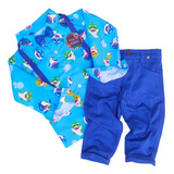 Roupa Baby Shark Menino Inverno Calça Conjunto Frio