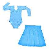 Roupa Ballet Collant Manga Longa E Saia Infantil - Colorido