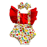 Roupa Bebe Body Jardineira Ensaio Mesversario Frutas Romper
