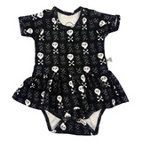 Roupa Bebê Body Vestido - Manga Curta Estampa Caveira