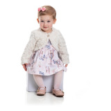 Roupa Bebe Menina Vestido Bebê Inverno Com Bolero Frio 