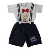Roupa Bebê Menino Aniversário Urso Ursinho Marinheiro Azul