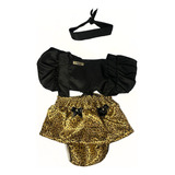 Roupa Body Vestido Jardineira Romper Mesversario Oncinha