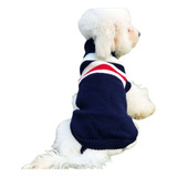 Roupa Cachorro Gato Colete Pullover Tricô Tricot Azul Listra