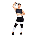 Roupa De Academia Conjunto Fitness Preto Com Tela Calça Top