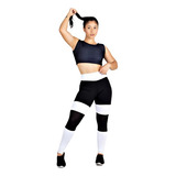 Roupa De Academia Conjunto Fitness Preto Com Tela Calça Top