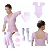 Roupa De Ballet Infantil Kit Completo 7 Itens Sapatilha Lona