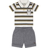 Roupa De Bebê Conjunto Camisa Polo + Shorts Menino Rn P M G