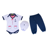 Roupa De Bebê Marinheiro 0 A 12 Meses Com Acessórios