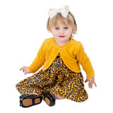 Roupa De Bebe Vestido C/ Bolero E Tiara 100% Algodão