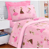 Roupa De Cama Jogo De Cama Solteiro Menina Menino 03 Peças Desenho Do Tecido Rosa Princesa
