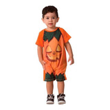 Roupa De Halloween Pra Bebe Macacão De Abobora + Brinde